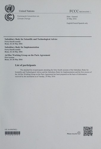 Cover for List of participants