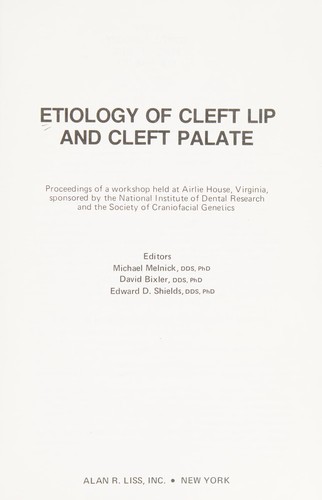 Cover for Etiology of cleft lip and cleft palate