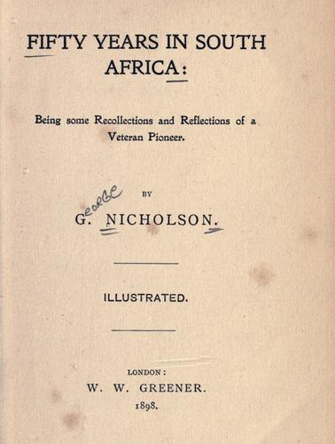 Cover for Fifty years in South Africa
