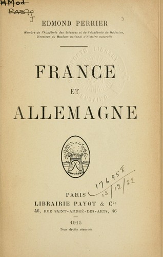 Cover for France et Allemagne.