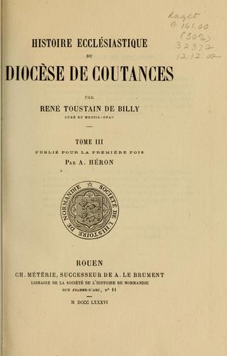 Cover for Histoire ecclésiastique du diocèse de Coutances