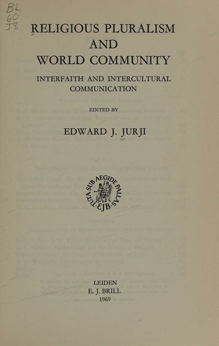 Cover for Religious pluralism and world community.