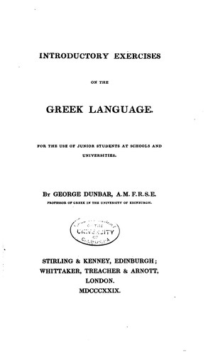 Cover for Introductory Exercises on the Greek Language: For the Use of Junior Students ...