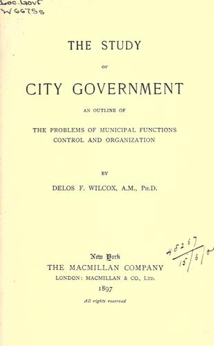 Cover for Study of city government