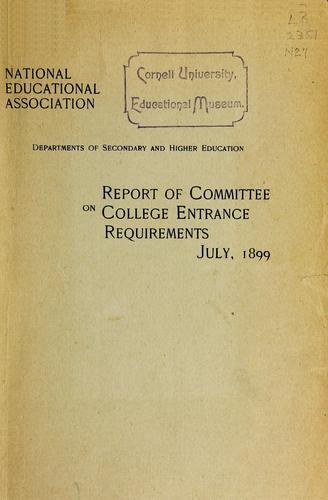 Cover for Report of Committee on college entrance requirements, July, 1899