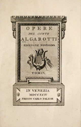 Cover for Opere del conte Algarotti
