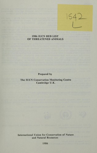 Cover for 1986 IUCN red list of threatened animals