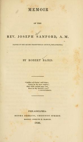 Cover for Memoir of the Rev. Joseph Sanford, A. M.