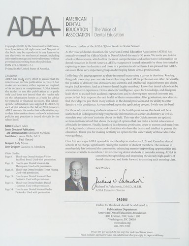 Cover for ADEA Official guide to dental schools 2011