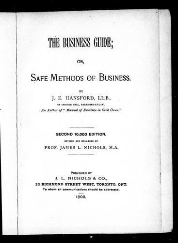 Cover for The business guide, or, Safe methods of business