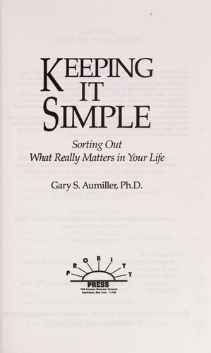 Cover for Keeping it simple