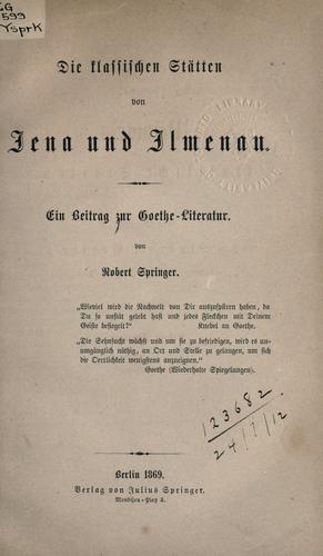 Cover for klassischen Stätten von Jena und Ilmenau