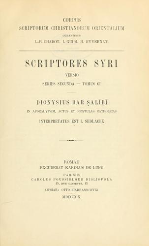 Cover for In Apocalypsim, Actus et Epistulas Catholicas