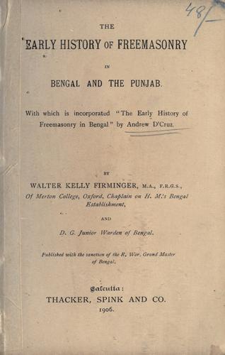 Cover for The early history of Freemasonry in Bengal and the Punjab