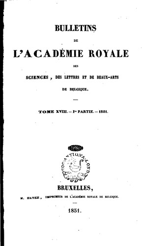 Cover for Bulletins de l'Académie royale des sciences, des lettres et des beaux-arts de Belgique