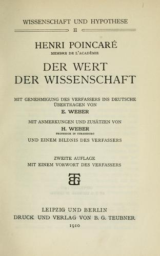 Cover for Der Wert der Wissenschaft
