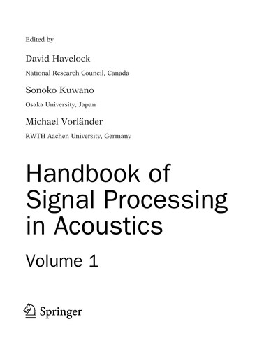 Cover for Handbook of signal processing in acoustics