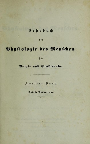 Cover for Lehrbuch der Physiologie des Menschen