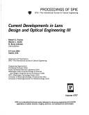 Cover for Current developments in lens design and optical engineering III