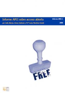 Cover for Informe APEI sobre acceso abierto