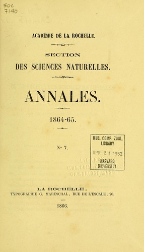 Cover for Annales de la Socides sciences naturelles de la Charente-Maritime