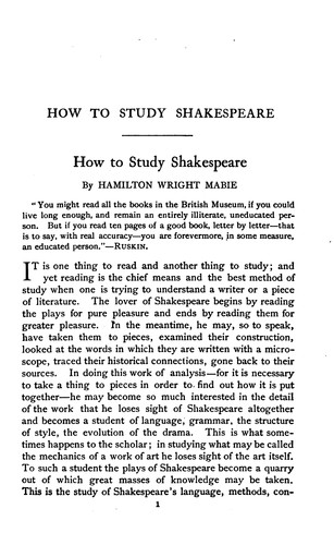 Cover for How to Study Shakespeare: With Articles on General Literature and Directions for Forming and ...