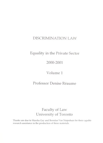 Cover for Discrimination law