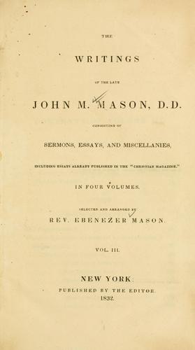 Cover for writings of the late John M. Mason, D.D.
