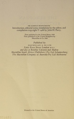 Cover for Parry, J. H. (editor)