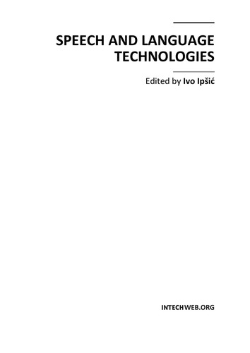 Cover for Speech and language technologies
