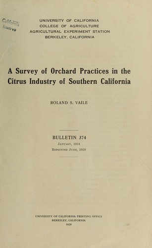 Cover for A survey of orchard practices in the citrus industry of southern California