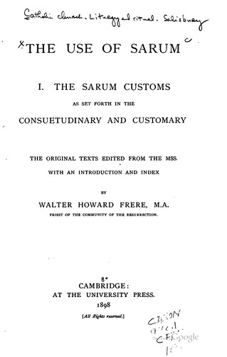 Cover for The use of Sarum ...