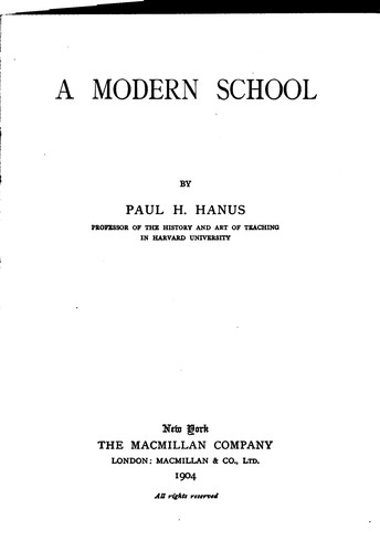 Cover for A modern school
