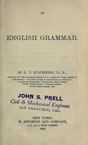 Cover for An English grammar.