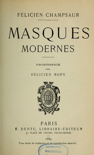 Cover for Masques modernes