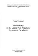 Cover for Homonymy in the Uralic Two-Argument Agreement Paradigms