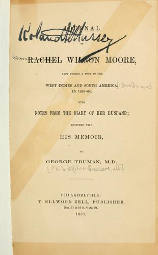 Cover for Journal of Rachel Wilson Moore, kept during a tour to the West Indies and South America, in 1863-64.