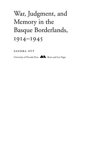 Cover for War, judgment, and memory in the Basque borderlands, 1914-1945
