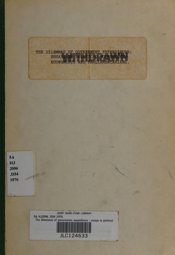 Cover for The Dilemmas of Government Expenditure
