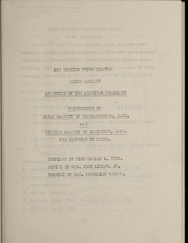Cover for Descendants of Jabez Hackett of Middleborough, Massachusetts, and William Hackett of Salisbury, Massachusetts, who migrated to Maine