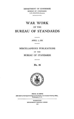 Cover for War work of the Bureau of standards.