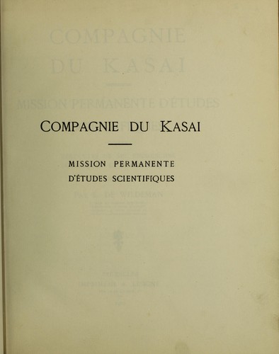 Cover for Compagnie du Kasai