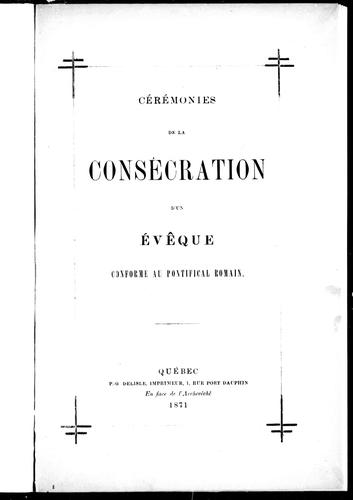 Cover for Cérémonies de la consécration d'un évêque