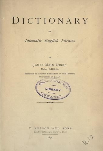 Cover for Dictionary of idiomatic english phrases