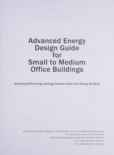 Cover for Advanced energy design guide for small to medium office buildings