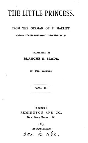 Cover for The little princess, from the Germ. of E. Marlitt tr. by B.E. Slade