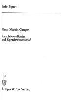 Cover for Sprachbewusstsein und Sprachwissenschaft