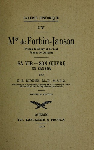 Cover for Mgr. de Forbin-Janson, evêque de Nancy et de Toul, primat de Lorraine