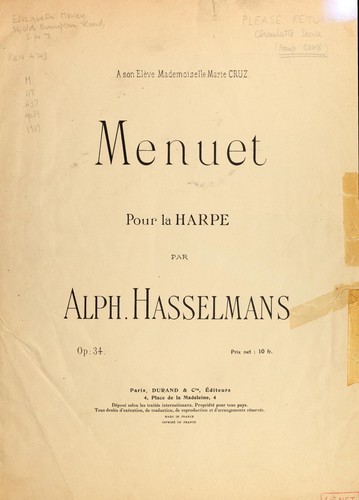 Cover for Menuet pour la harpe, op. 34