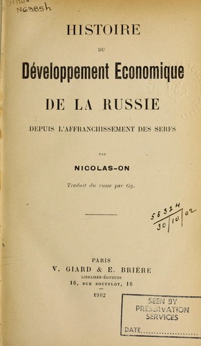 Cover for Histoire du développement économique de la Russie depuis l'affranchissement des serfs